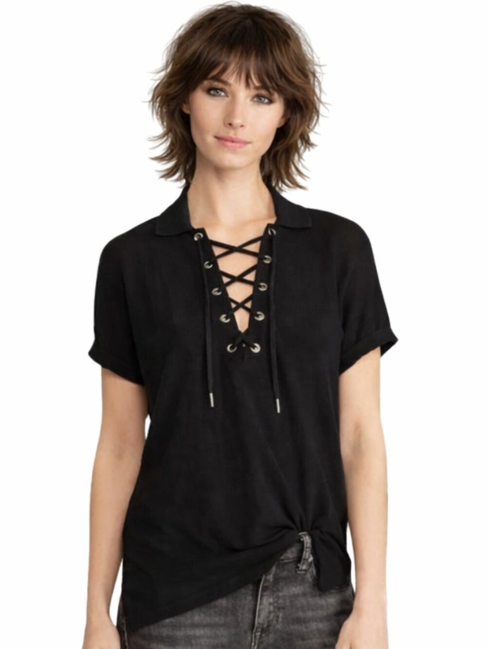 NWT Polo by Ralph Lauren Lace-Up Boyfriend Polo Top